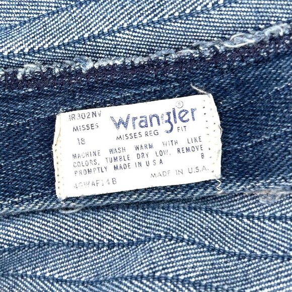 UNIQUE VINTAGE HERRINGBONE STRIPE WRANGLER HIGH RISE STRAIGHT LEG DENIM JEANS -1 - Picture 10 of 10
